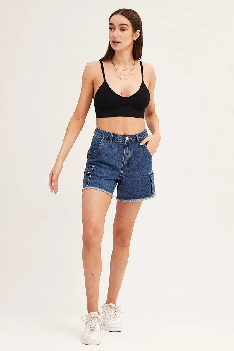 Blue Shorts Cargo High Rise sold by Ally Fashion product image thumbnail 3