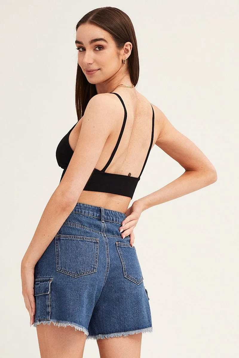 Blue Shorts Cargo High Rise sold by Ally Fashion product image thumbnail 5