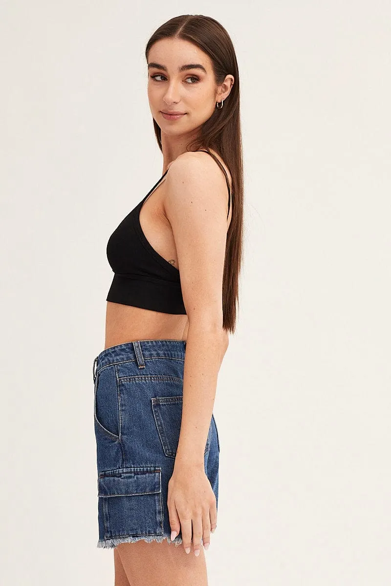 Blue Shorts Cargo High Rise sold by Ally Fashion product image thumbnail 4