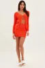 Orange Mini Skirt Crochet Cotton Blend sold by Ally Fashion