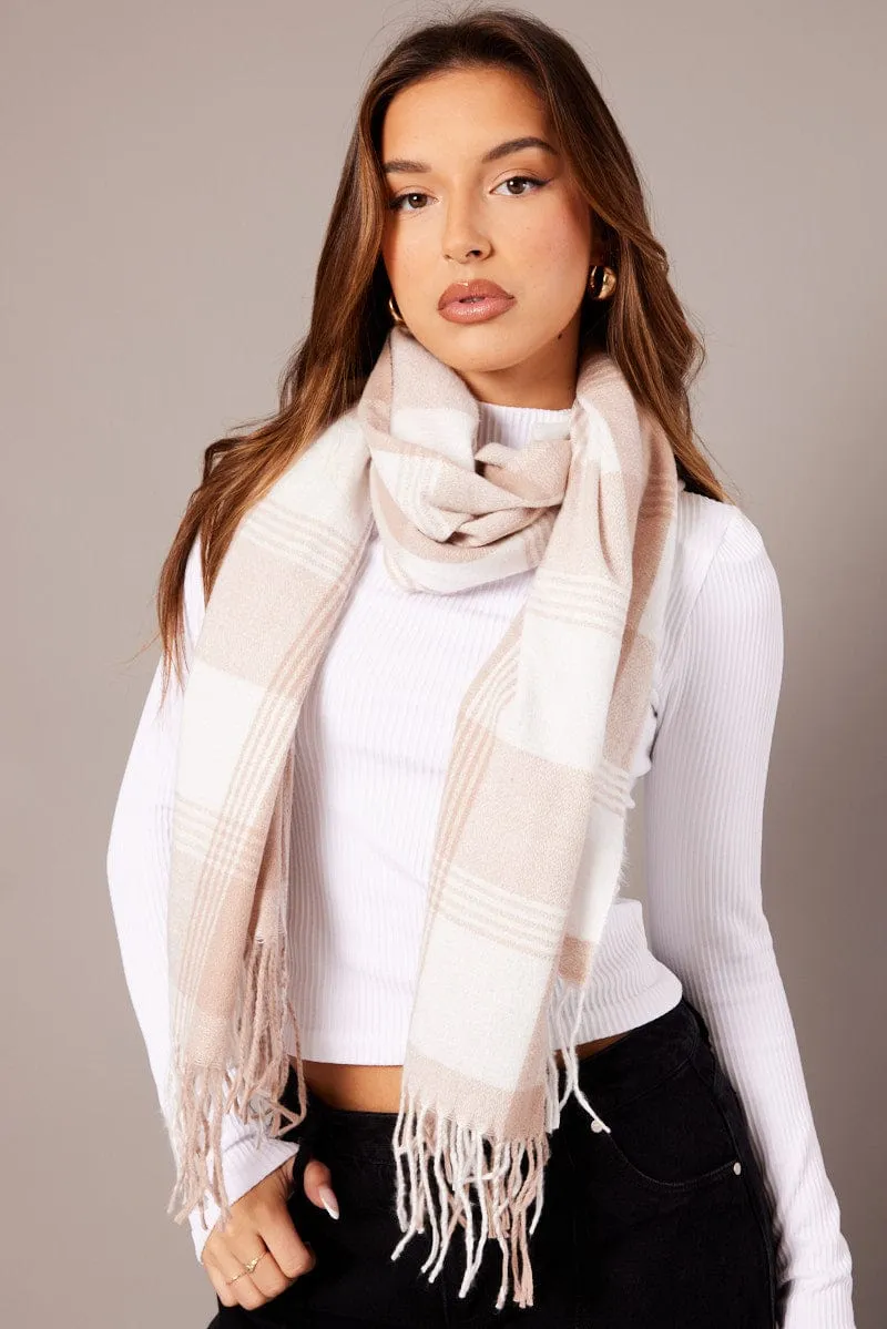 Beige Tassel Scarf sold by Ally Fashion