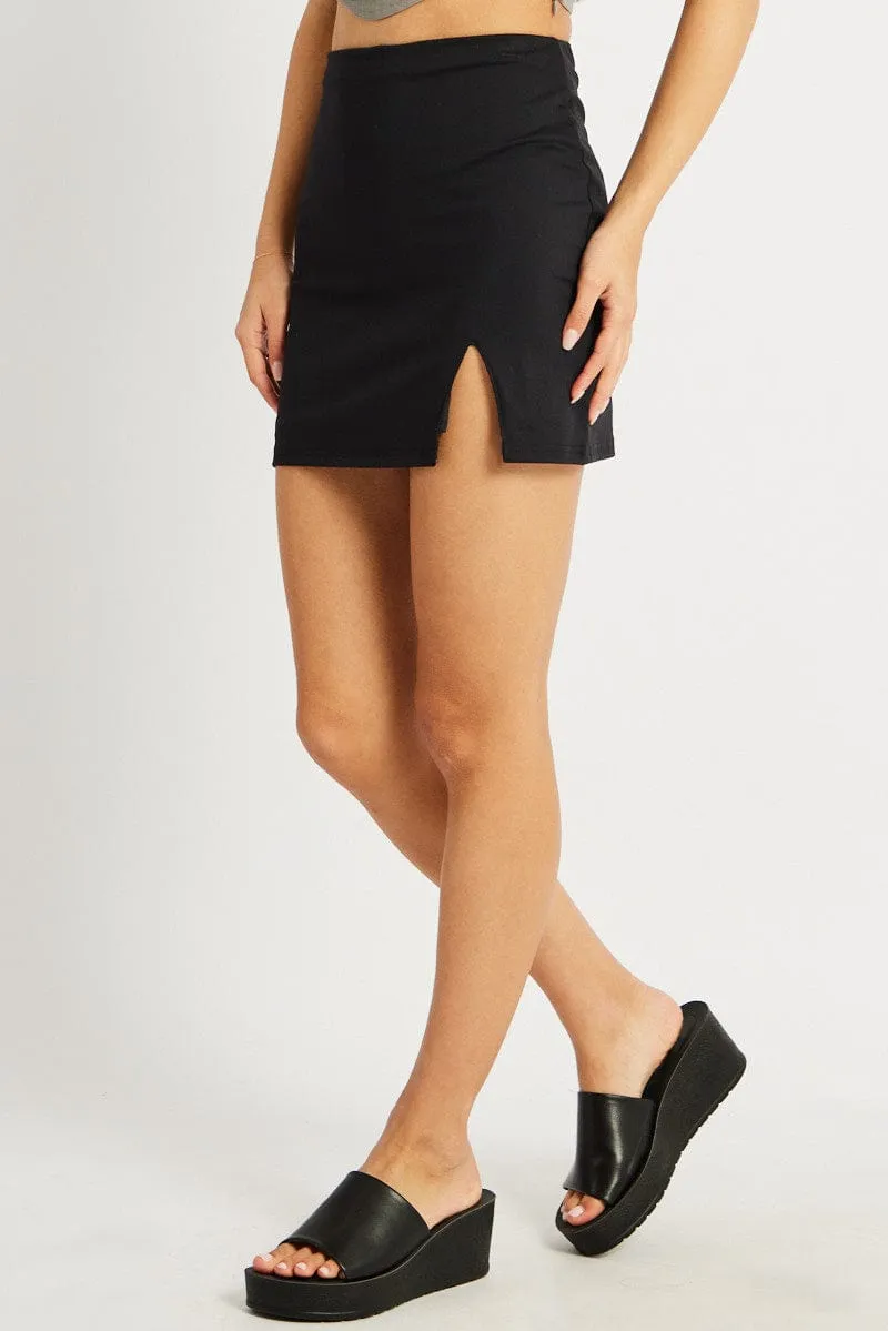 Black Supersoft Mini Skirt Split sold by Ally Fashion product image thumbnail 4