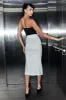 White Rib Front Slit Skinny Skirt sold by Ally Fashion