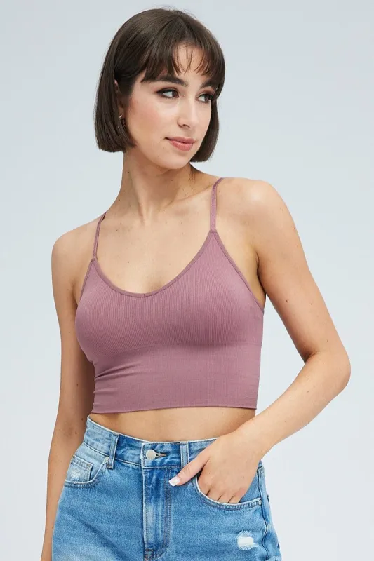 Purple Crop Singlet Top Seamless sold by Ally Fashion