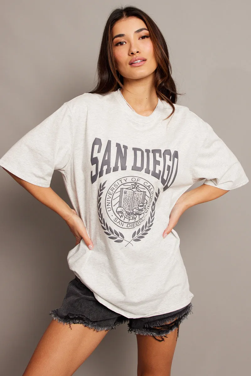 Grey Graphic Tee Short Sleeve sold by Ally Fashion product image thumbnail 3