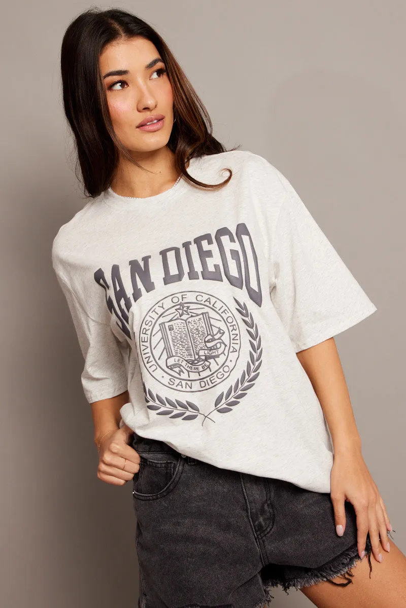 Grey Graphic Tee Short Sleeve sold by Ally Fashion