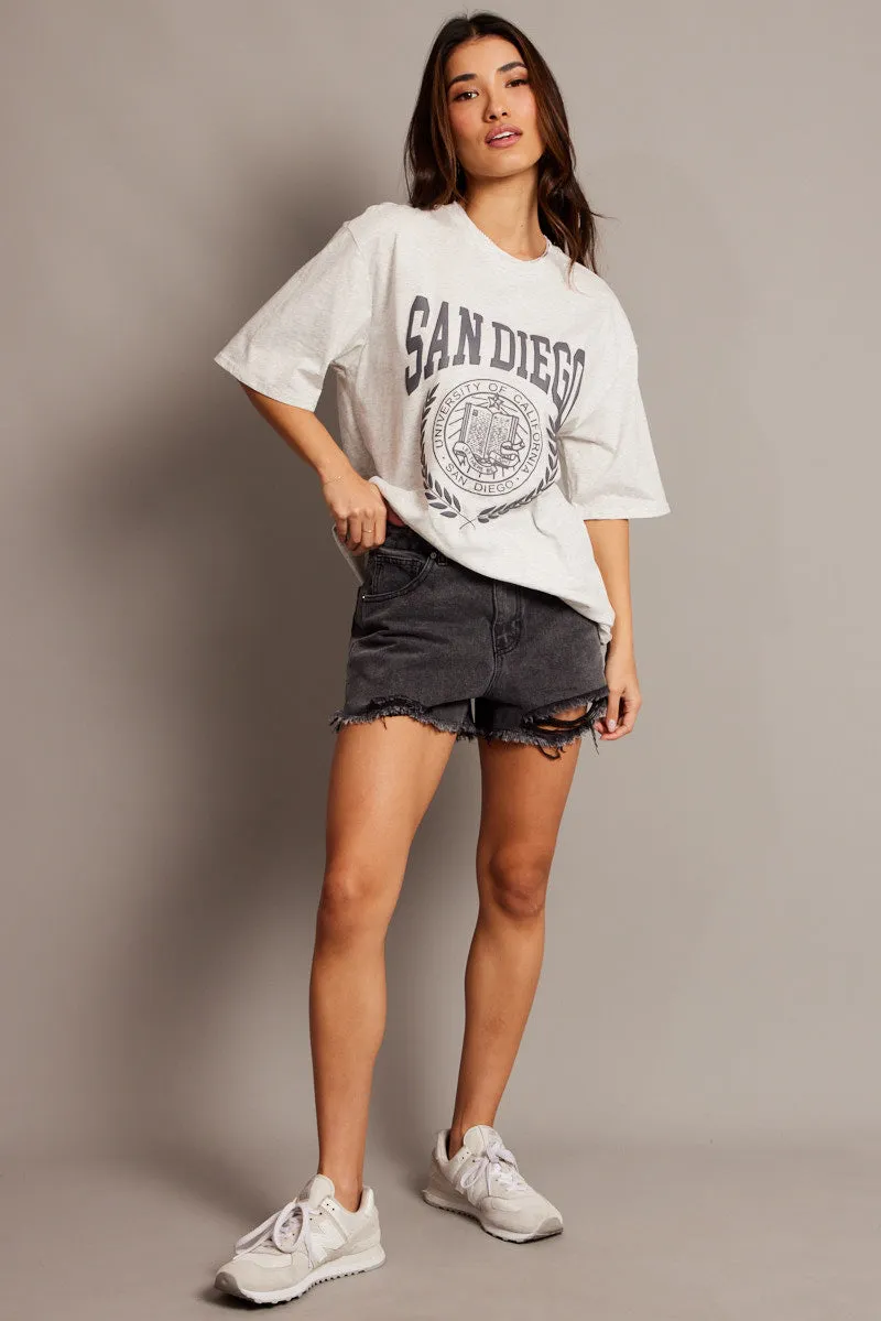Grey Graphic Tee Short Sleeve sold by Ally Fashion product image thumbnail 2