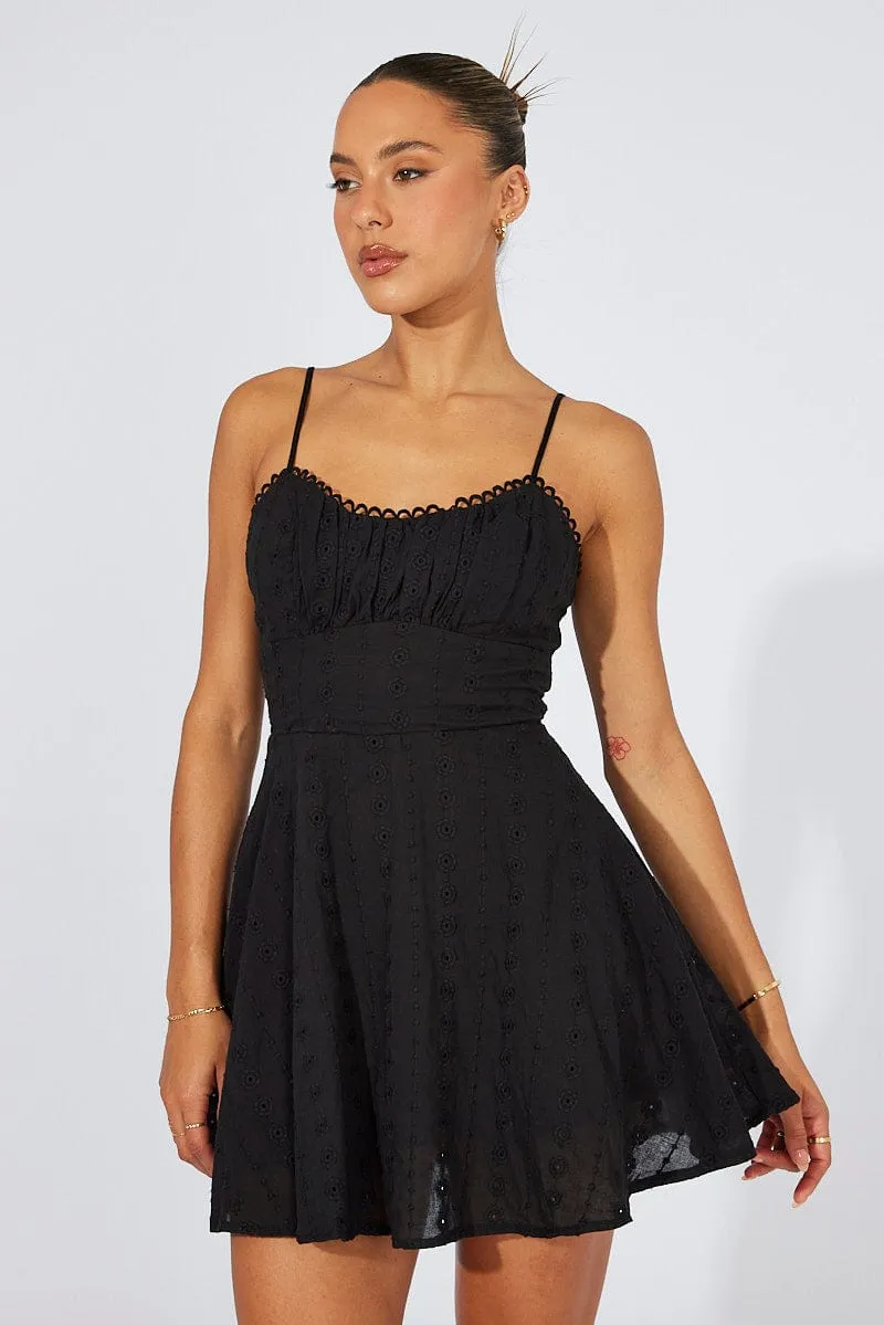 Black Fit And Flare Dress Mini Eyelet sold by Ally Fashion product image thumbnail 3