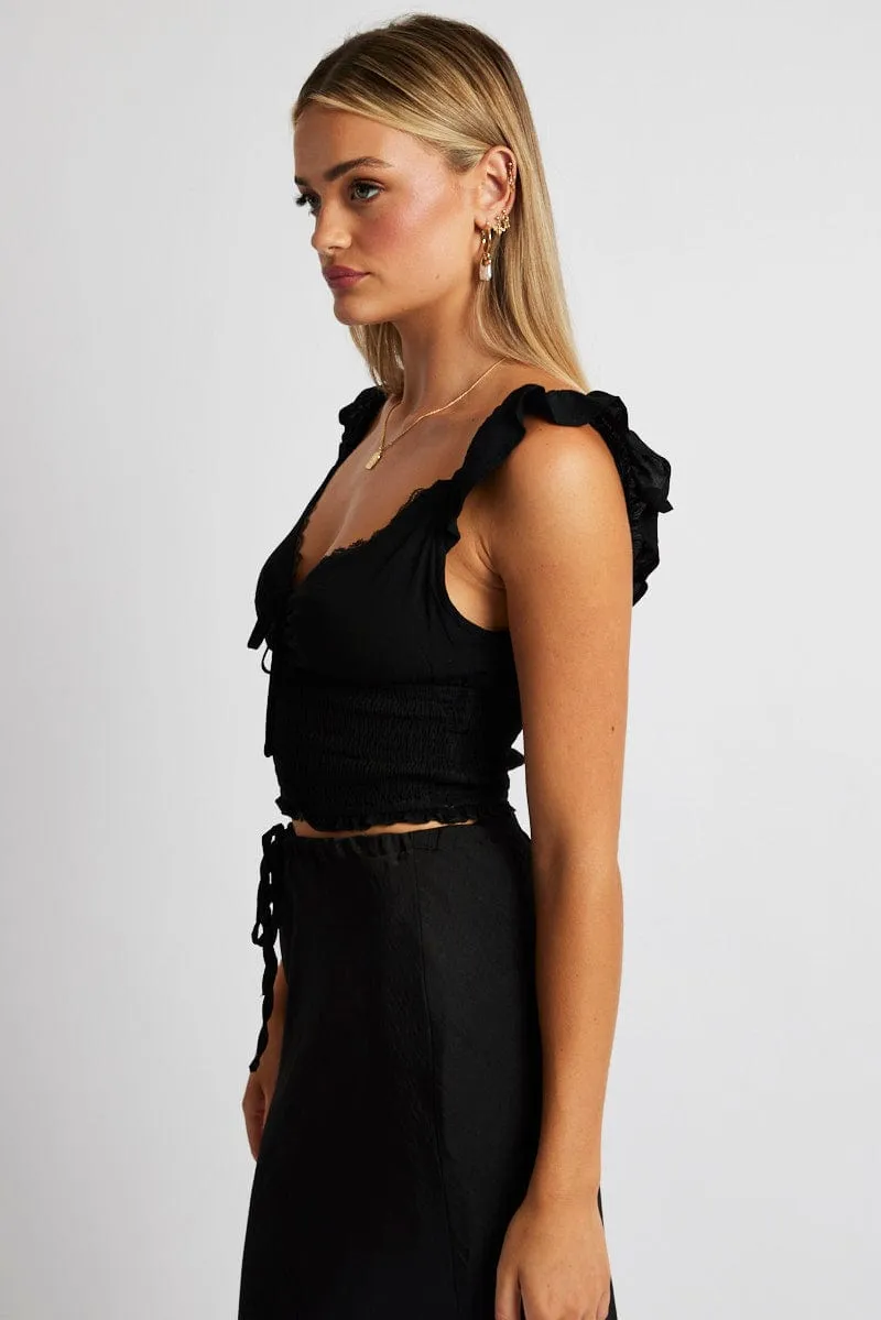 Black Smocked Crop Top Sleeveless sold by Ally Fashion product image thumbnail 4