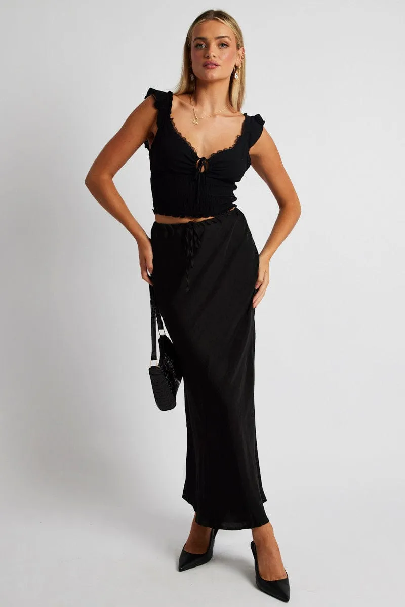 Black Smocked Crop Top Sleeveless sold by Ally Fashion product image thumbnail 2
