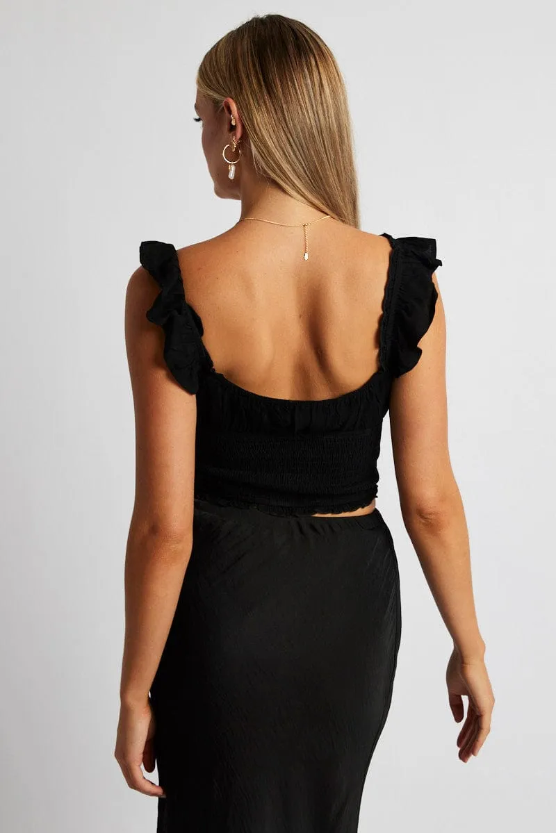 Black Smocked Crop Top Sleeveless sold by Ally Fashion product image thumbnail 5