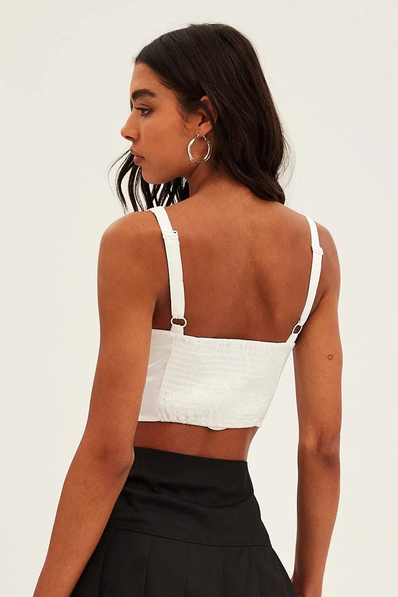 White Corset Top Sleeveless V Neck sold by Ally Fashion product image thumbnail 5