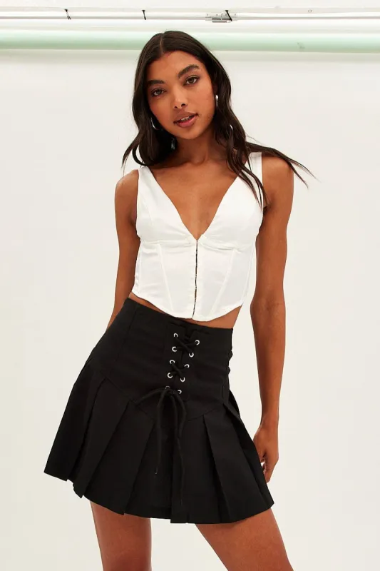 White Corset Top Sleeveless V Neck sold by Ally Fashion