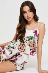 Print Satin Pajamas Set Short Sleeve sold by Ally Fashion