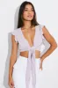 Purple Ruffle Top Tie Front sold by Ally Fashion