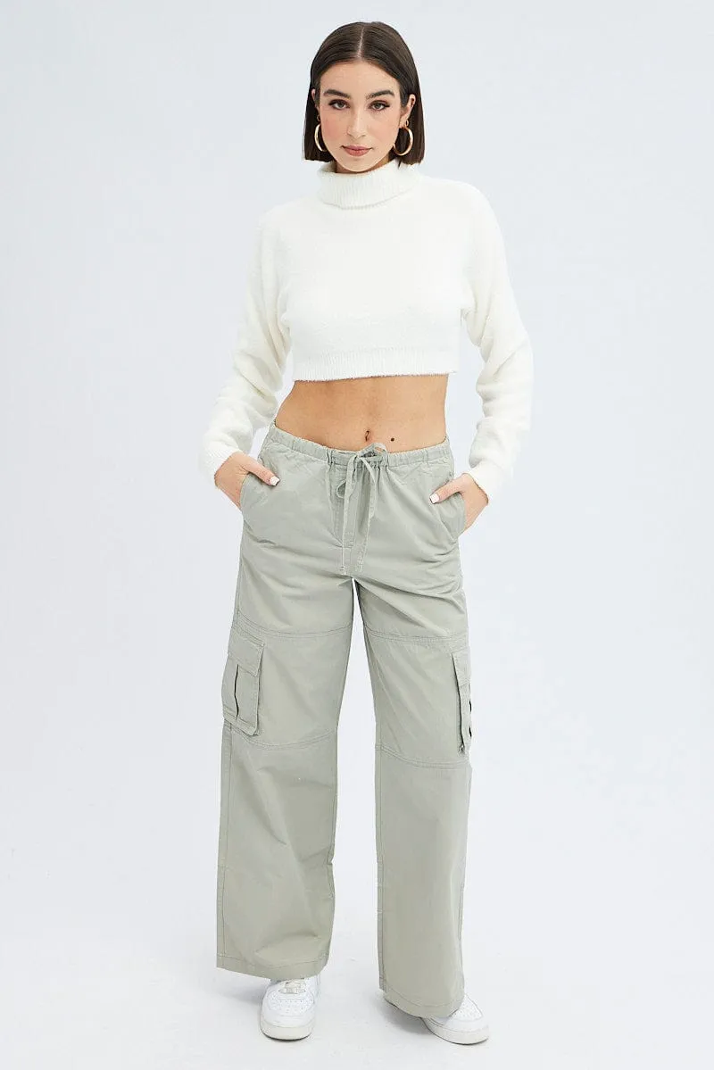 Grey Cargo Pants Wide Leg sold by Ally Fashion