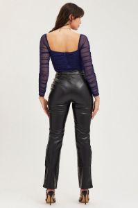 Black Flare Pants High Rise Faux Leather sold by Ally Fashion