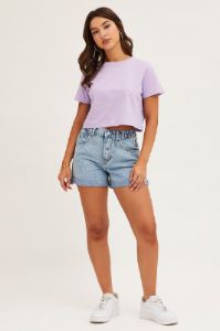 Blue High Rise Relaxed Denim Shorts sold by Ally Fashion