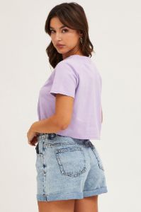 Blue High Rise Relaxed Denim Shorts sold by Ally Fashion