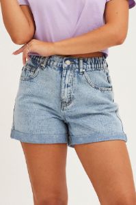 Blue High Rise Relaxed Denim Shorts sold by Ally Fashion