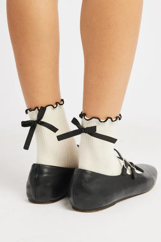 White Frill Socks with Bow sold by Ally Fashion