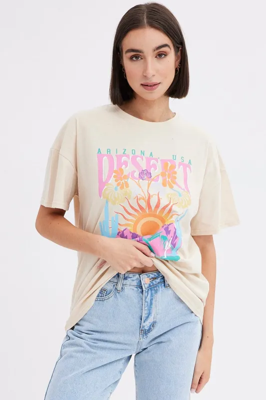 Beige Graphic Tee Beige Desert Arizona Festival Tshirt sold by Ally Fashion