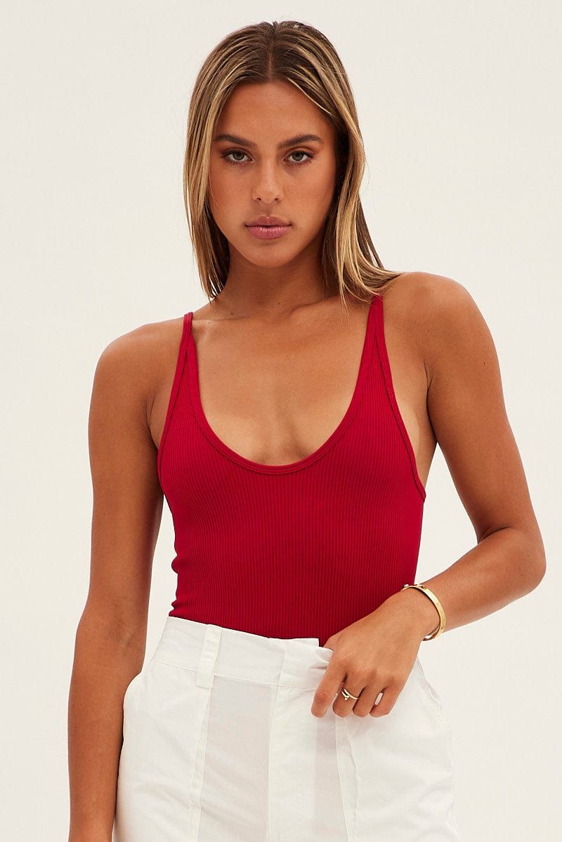 Red Bodysuit Scoop Neck Seamless sold by Ally Fashion product image thumbnail 2