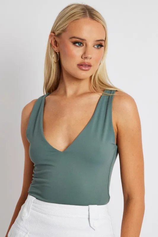 Green Supersoft Tank V Neck Sleeveless sold by Ally Fashion