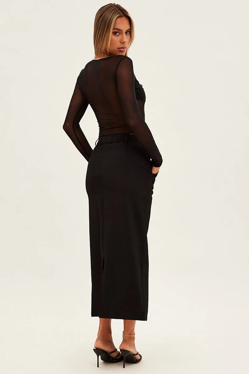 Black Maxi Skirt High Rise Pencil Back Slit sold by Ally Fashion product image thumbnail 5