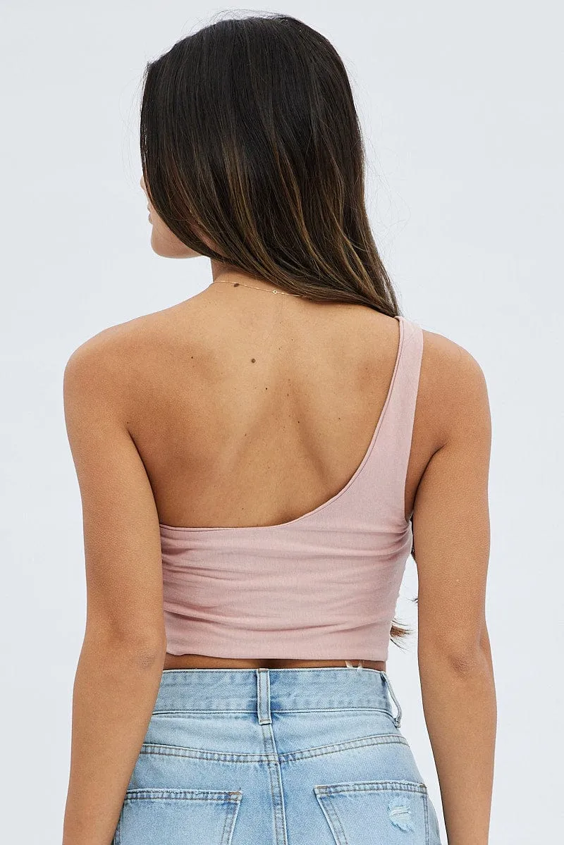 Pink One Shoulder Crop Top sold by Ally Fashion product image thumbnail 5
