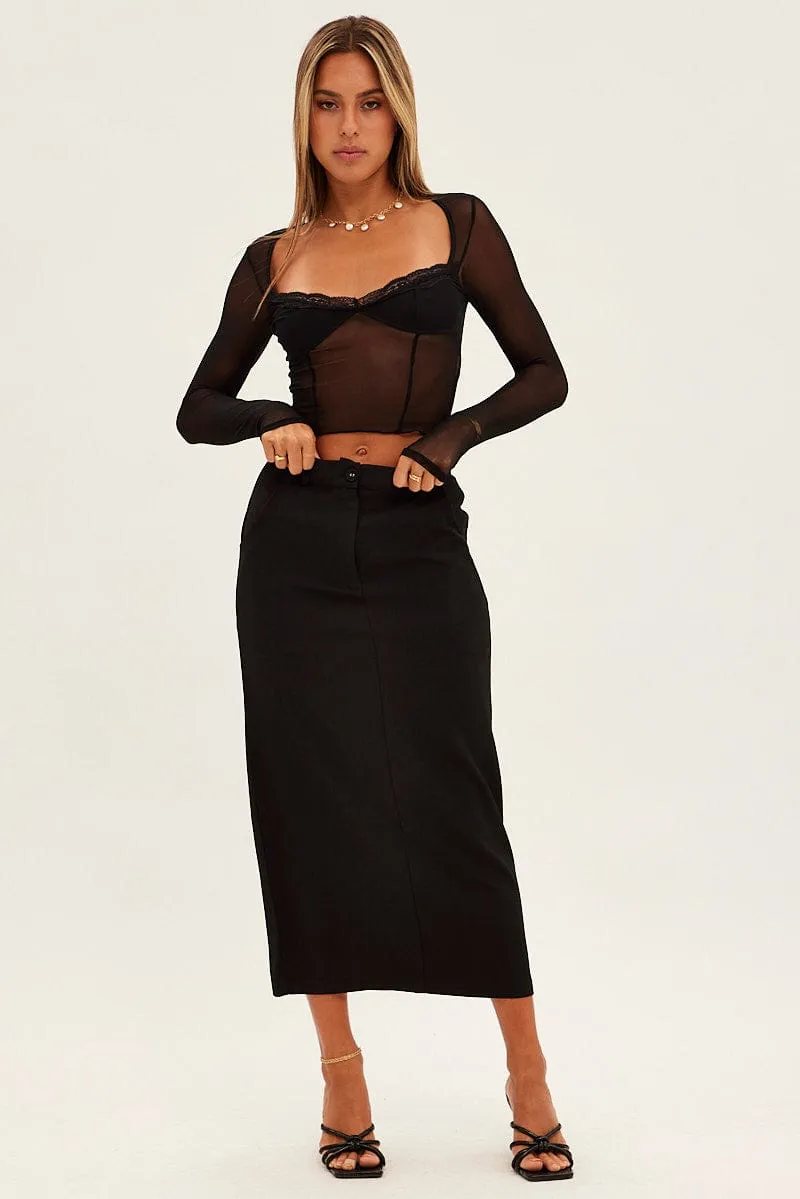 Black Maxi Skirt High Rise Pencil Back Slit sold by Ally Fashion product image thumbnail 3