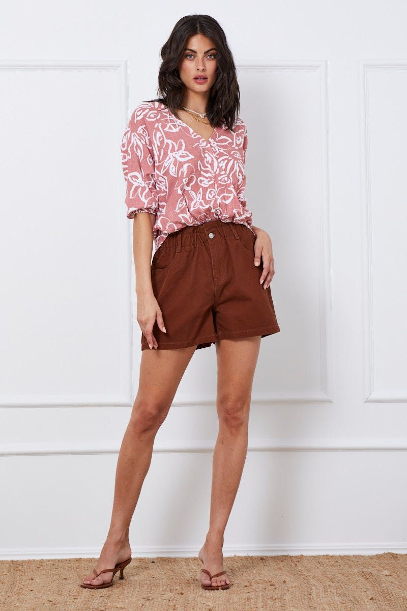 Print Wrap Top Short Sleeve sold by Ally Fashion product image thumbnail 3