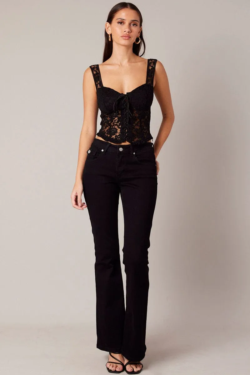 Black Lace Up Top Lace sold by Ally Fashion product image thumbnail 2