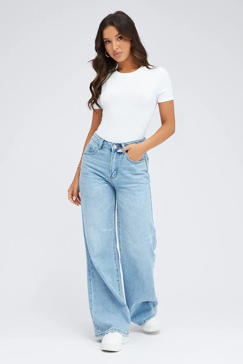 White Bodysuit Short sleeve Crew neck Supersoft sold by Ally Fashion product image thumbnail 3