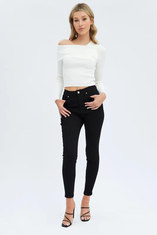 Black Skinny Denim Jeans Mid Rise sold by Ally Fashion