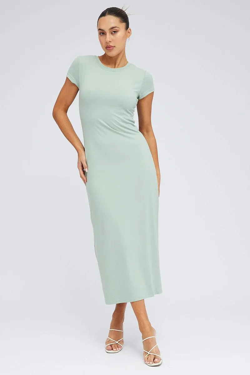 Green Maxi Dress Short Sleeve Bodycon SuperSoft sold by Ally Fashion product image thumbnail 3