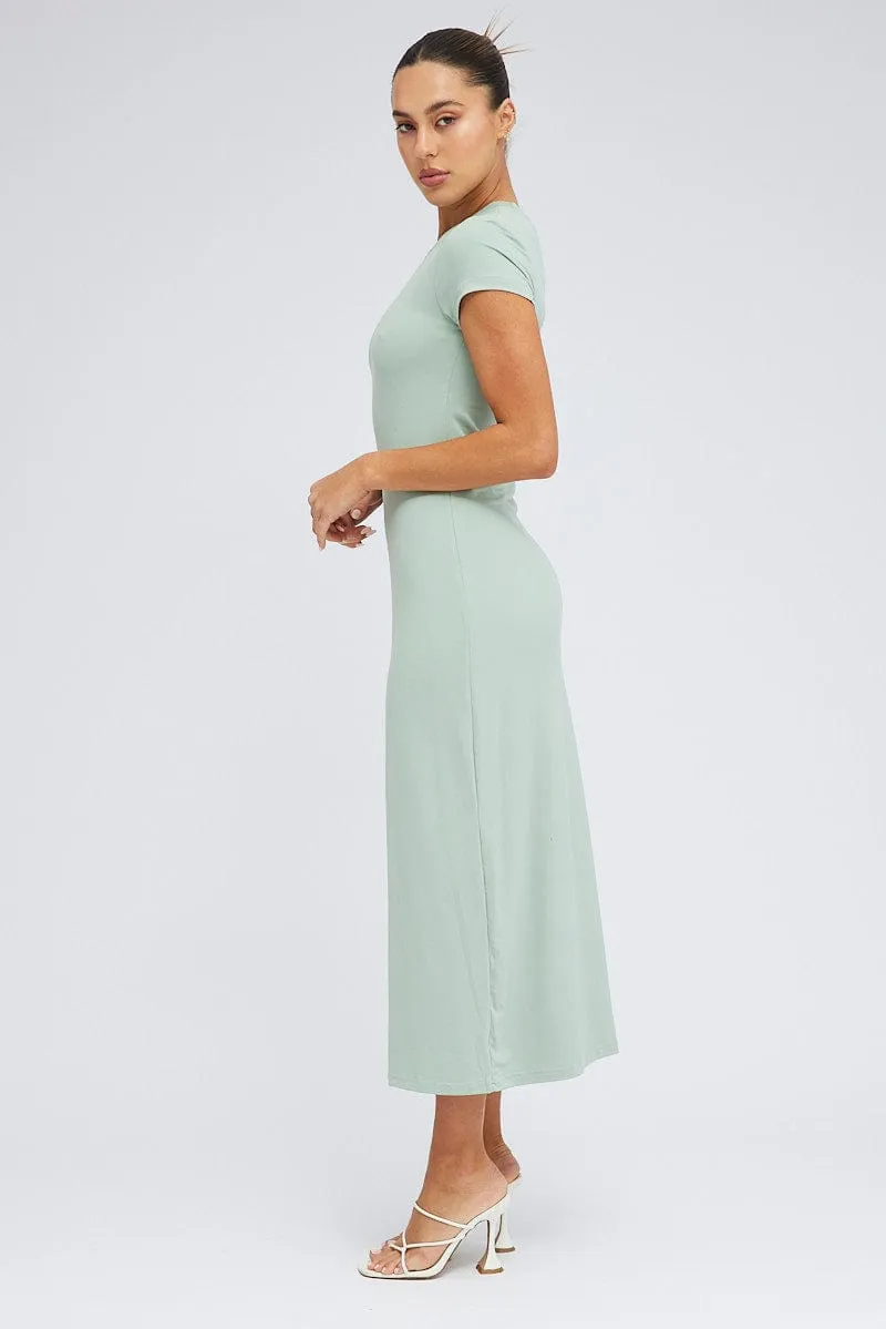 Green Maxi Dress Short Sleeve Bodycon SuperSoft sold by Ally Fashion product image thumbnail 4