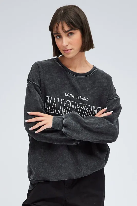 Grey Graphic Sweater Long Sleeve sold by Ally Fashion