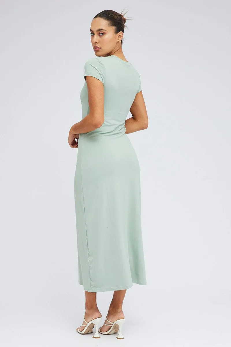 Green Maxi Dress Short Sleeve Bodycon SuperSoft sold by Ally Fashion product image thumbnail 5