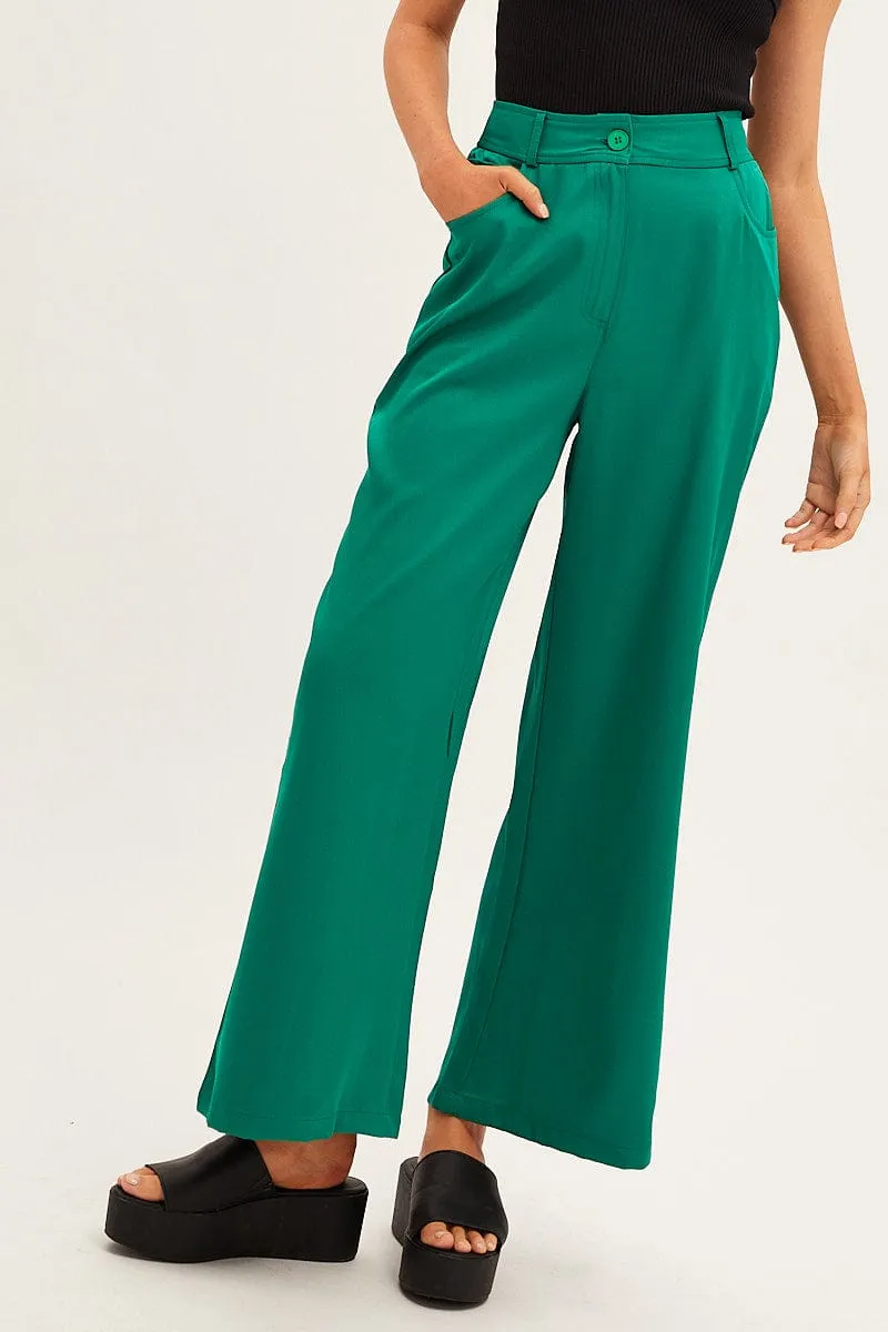 Green Wide Leg Pants High Rise sold by Ally Fashion product image thumbnail 2