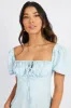 Blue Floral Ruched Bust Maxi Dress Short Sleeve sold by Ally Fashion