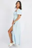 Blue Floral Ruched Bust Maxi Dress Short Sleeve sold by Ally Fashion