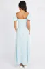 Blue Floral Ruched Bust Maxi Dress Short Sleeve sold by Ally Fashion