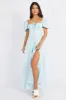 Blue Floral Ruched Bust Maxi Dress Short Sleeve sold by Ally Fashion