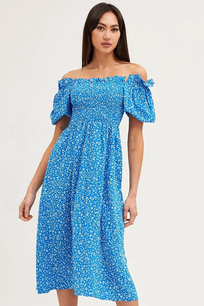 Print Midi Dress Long Sleeve Square Neck sold by Ally Fashion product image thumbnail 2