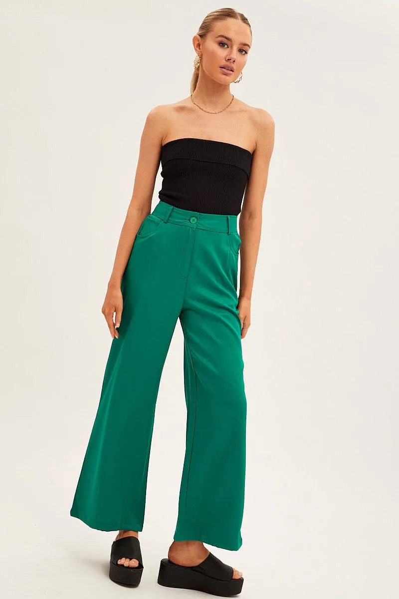 Green Wide Leg Pants High Rise sold by Ally Fashion