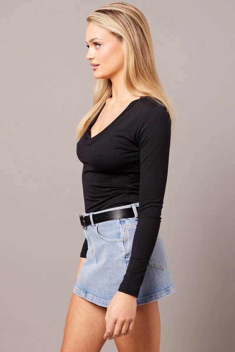 Black Supersoft Top V Neck Long Sleeve sold by Ally Fashion product image thumbnail 4