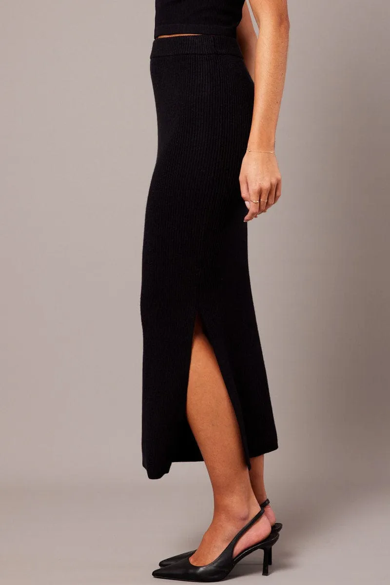 Black Knit Skirt High Rise sold by Ally Fashion product image thumbnail 4