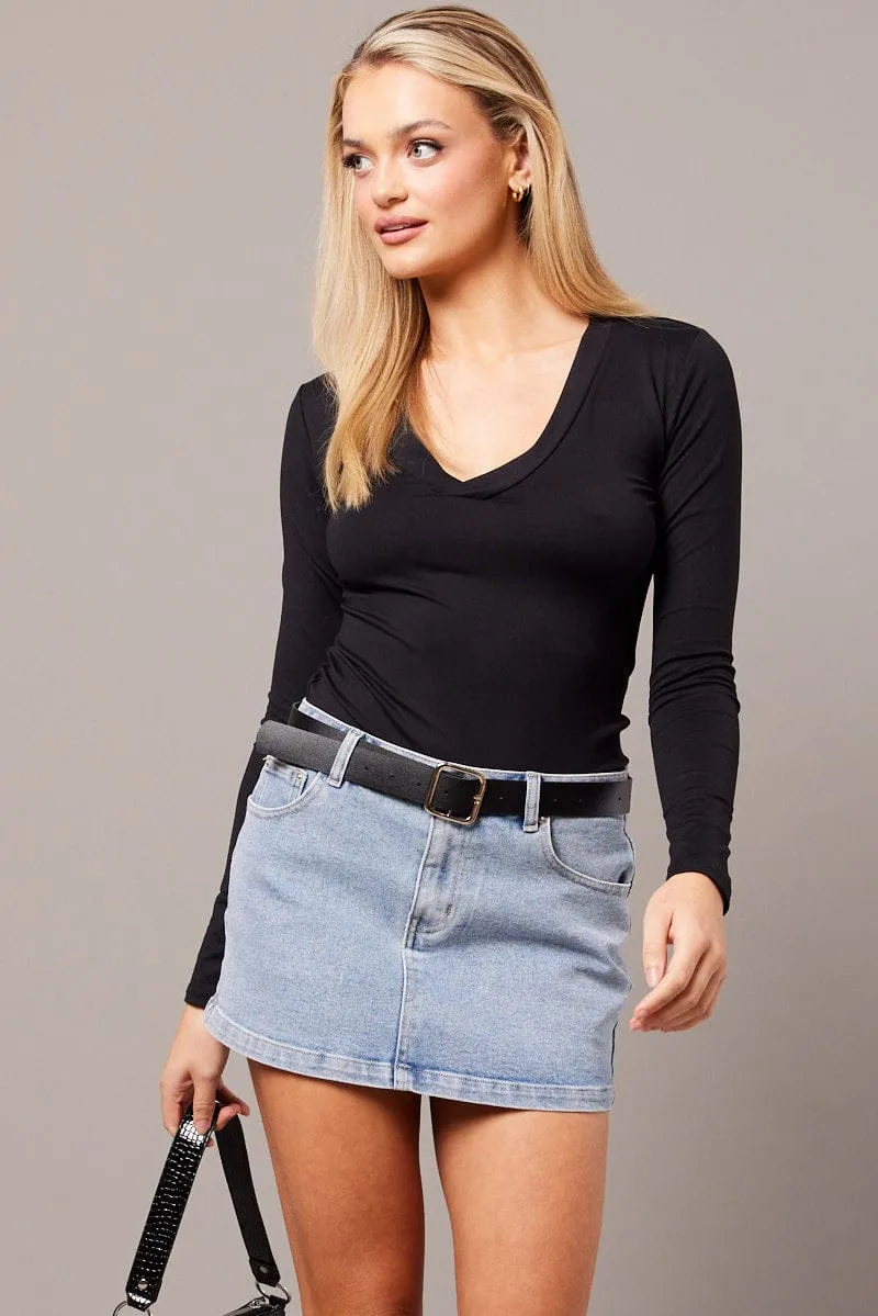 Black Supersoft Top V Neck Long Sleeve sold by Ally Fashion product image thumbnail 3