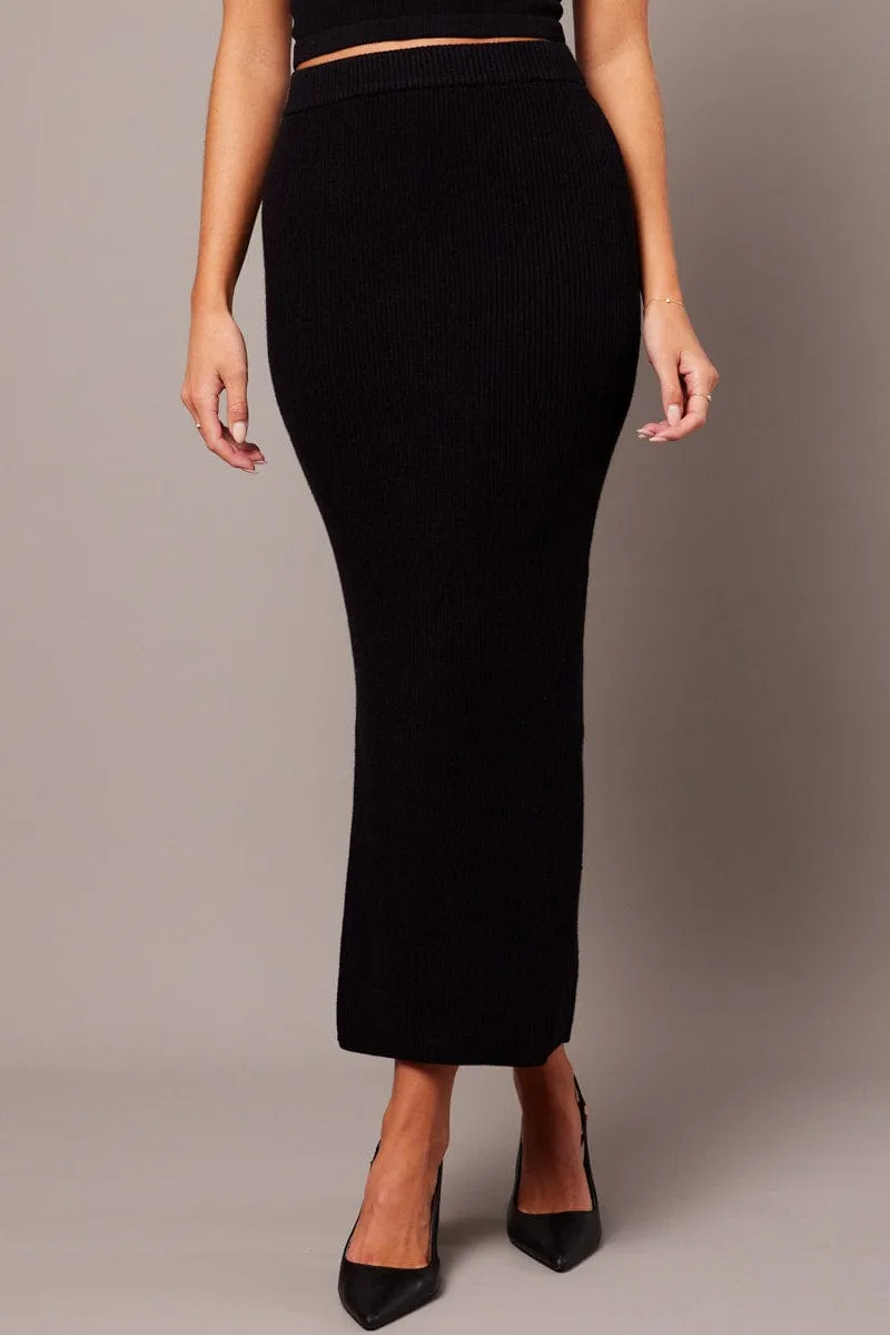 Black Knit Skirt High Rise sold by Ally Fashion product image thumbnail 3